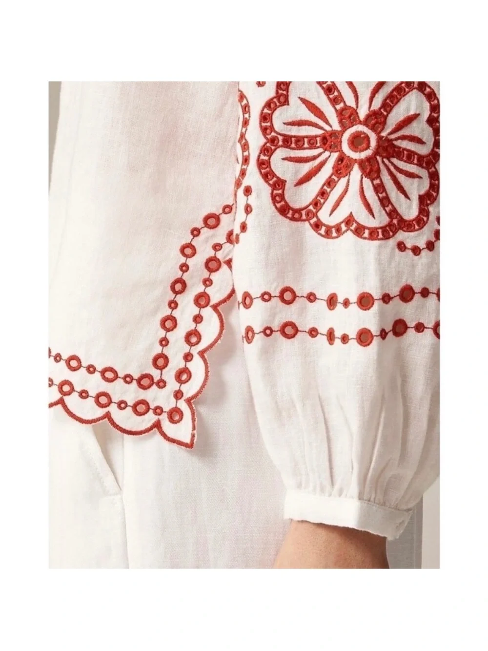 J. Crew Bungalow embroidered top in linen XS - Picture 3 of 9